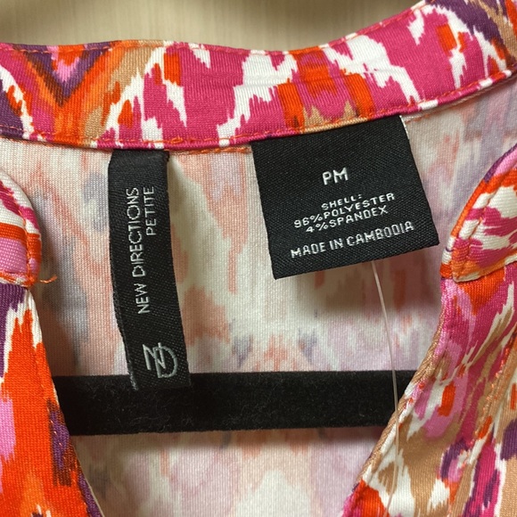 New Directions Petite Medium Pattern Dress NWT Orange and Pink - Picture 10 of 16